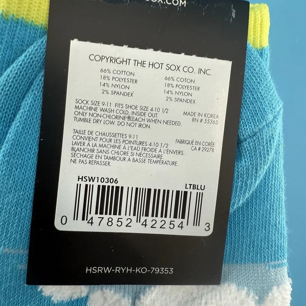 Hot Sox Women's Cloud Print Crew Socks Blue Sky Pattern Size 9–11 New